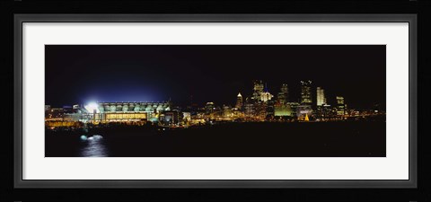 Framed Stadium lit up at night in a city, Heinz Field, Three Rivers Stadium,Pittsburgh, Pennsylvania, USA Print