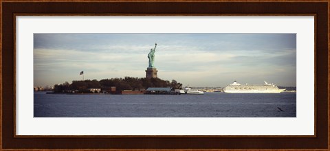 Framed Statue on an island in the sea, Statue of Liberty, Liberty Island, New York City, New York State, USA Print