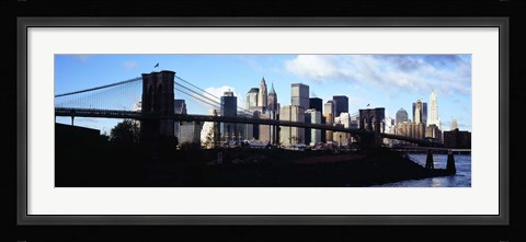 Framed Skyscrapers at the waterfront, Brooklyn Bridge, East River, Manhattan, New York City, New York State, USA Print