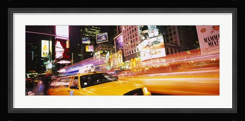 Framed Yellow taxi on the road, Times Square, Manhattan, New York City, New York State, USA Print