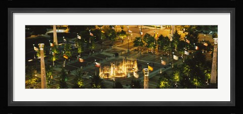 Framed High angle view of fountains in a park lit up at night, Centennial Olympic Park, Atlanta, Georgia, USA Print