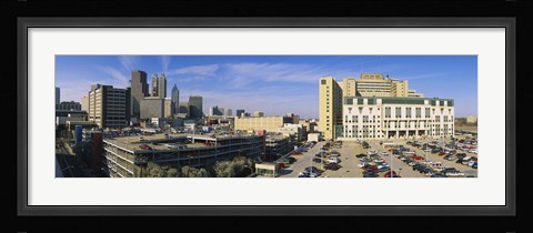 Framed Hospital in a city, Grady Memorial Hospital, Skyline, Atlanta, Georgia, USA Print