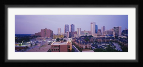 Framed Skyscrapers in a city at dusk, Fort Worth, Texas, USA Print