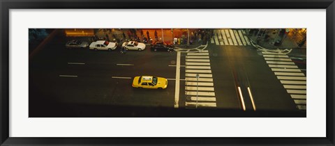 Framed High angle view of cars at a zebra crossing, Times Square, Manhattan, New York City, New York State, USA Print