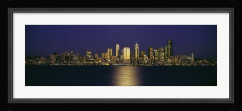 Framed Skyscrapers at the waterfront, Elliott Bay, Seattle, Washington State Print