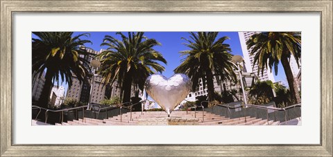 Framed Low angle view of a heart shape sculpture on the steps, Union Square, San Francisco, California, USA Print