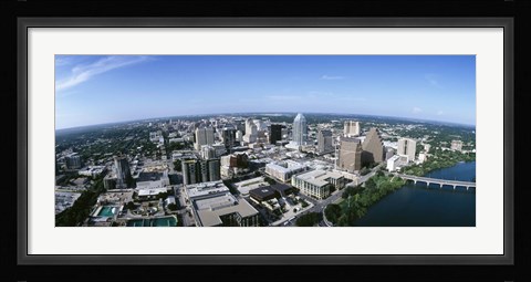 Framed Aerial view of a city, Austin,Texas Print
