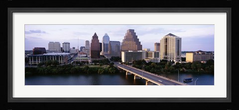 Framed High angle view of a boat in a reservoir, Lady Bird Lake, Colorado River, Austin, Travis County, Texas, USA Print