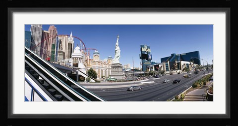 Framed Buildings in a city, New York New York Hotel, MGM Casino, The Strip, Las Vegas, Clark County, Nevada, USA Print