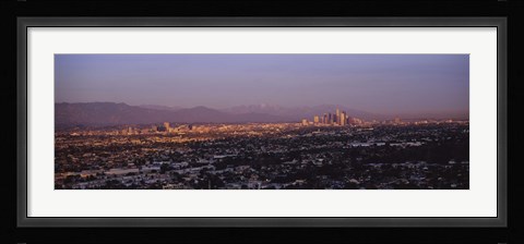 Framed Aerial view of Hollywood and San Gabriel Mountains Print
