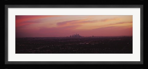Framed Red sky over Los Angeles, California Print