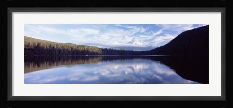 Framed Reflection of clouds in a lake, Mt Hood viewed from Lost Lake, Mt. Hood National Forest, Hood River County, Oregon, USA Print