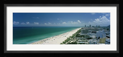 Framed City at the beachfront, South Beach, Miami Beach, Florida, USA Print
