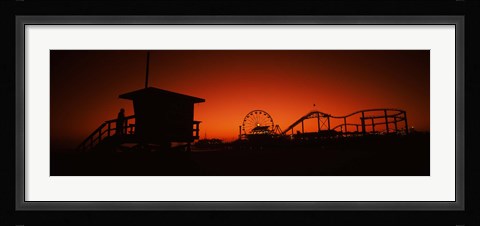 Framed Santa Monica Pier, Santa Monica Beach, Santa Monica, California, USA Print