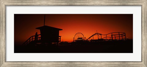 Framed Santa Monica Pier, Santa Monica Beach, Santa Monica, California, USA Print