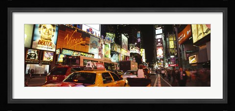 Framed Buildings lit up at night in a city, Broadway, Times Square, Midtown Manhattan, Manhattan, New York City, New York State, USA Print