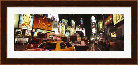 Framed Buildings lit up at night in a city, Broadway, Times Square, Midtown Manhattan, Manhattan, New York City, New York State, USA Print