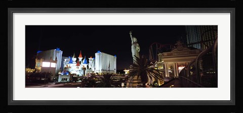 Framed Statue in front of a hotel, New York New York Hotel, Excalibur Hotel And Casino, The Las Vegas Strip, Las Vegas, Nevada, USA Print