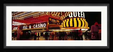 Framed Casino lit up at night, Four Queens, Fremont Street, Las Vegas, Clark County, Nevada, USA Print