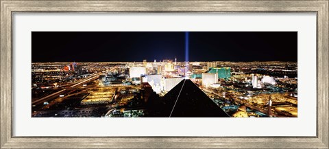 Framed High angle view of a city from Mandalay Bay Resort and Casino, Las Vegas, Clark County, Nevada, USA Print