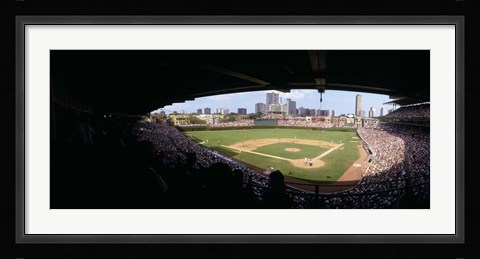Framed High angle view of a baseball stadium, Wrigley Field, Chicago, Illinois, USA Print
