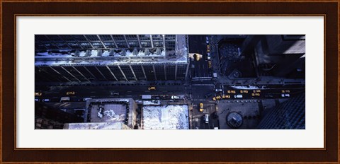 Framed Aerial view of vehicles on the road in a city, New York City Print