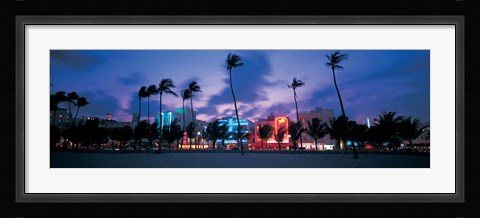 Framed Buildings lit up at dusk, Miami, Florida, USA Print