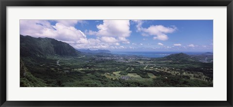 Framed High angle view of a landscape, Kaneohe, Oahu, Hawaii Print