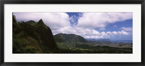 Framed Clouds over a mountain, Kaneohe, Oahu, Hawaii, USA Print