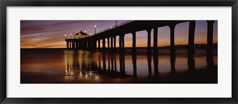 Framed Low angle view of Manhattan Beach Pier, Los Angeles County Print