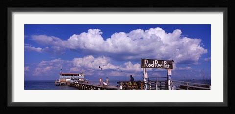 Framed Information board of a pier, Rod and Reel Pier, Tampa Bay, Gulf of Mexico, Anna Maria Island, Florida, USA Print