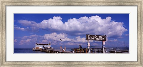 Framed Information board of a pier, Rod and Reel Pier, Tampa Bay, Gulf of Mexico, Anna Maria Island, Florida, USA Print