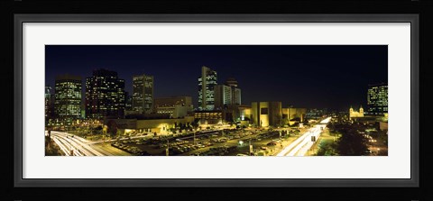 Framed Buildings in a city lit up at night, Phoenix, Arizona Print