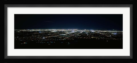 Framed Aerial view of a city lit up at night, Phoenix, Maricopa County, Arizona, USA Print