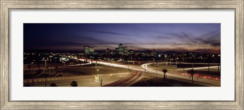 Framed Buildings in a city lit up at dusk, 7th St. Freeway, Phoenix, Maricopa County, Arizona, USA Print