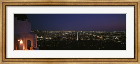 Framed View of a city at night, Griffith Park Observatory, Griffith Park, City Of Los Angeles, Los Angeles County, California, USA Print