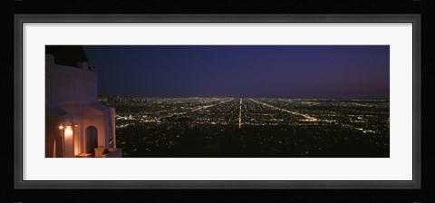 Framed View of a city at night, Griffith Park Observatory, Griffith Park, City Of Los Angeles, Los Angeles County, California, USA Print