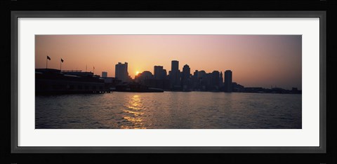 Framed Buildings at the waterfront, Boston Harbor, Boston, Suffolk County, Massachusetts, USA Print