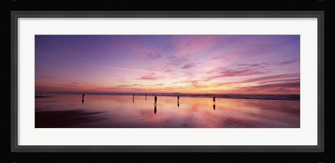 Framed Group of people watching the sunset, San Francisco, California, USA Print