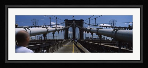 Framed Man walking on a bridge, Brooklyn Bridge, Brooklyn, New York City, New York State, USA Print