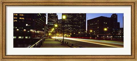 Framed Traffic on a bridge in a city, Northern Avenue Bridge, Boston, Suffolk County, Massachusetts, USA Print