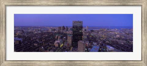 Framed Aerial View of Boston at Night Print