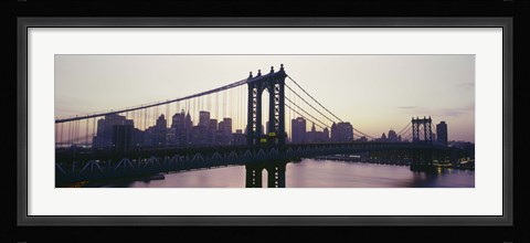 Framed Bridge across a river, Manhattan Bridge, East River, Manhattan, New York City, New York State, USA Print