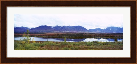 Framed Lake with a mountain range in the background, Mt McKinley, Denali National Park, Anchorage, Alaska, USA Print