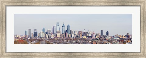 Framed Buildings in a city, Comcast Center, City Hall, William Penn Statue, Philadelphia, Philadelphia County, Pennsylvania, USA Print