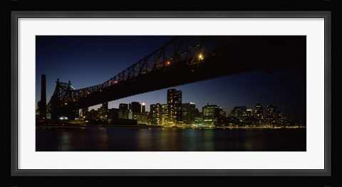 Framed Queensboro Bridge Over East River, Manhattan (night) Print