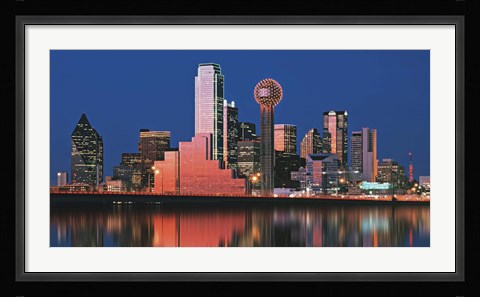 Framed Reflection of skyscrapers in a lake, Digital Composite, Dallas, Texas, USA Print