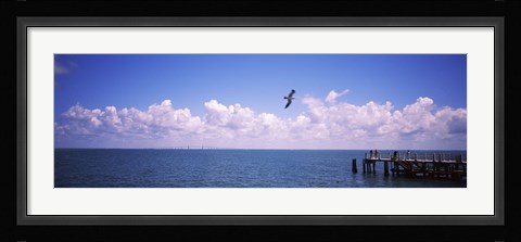 Framed Pier over the sea, Fort De Soto Park, Tampa Bay, Gulf of Mexico, St. Petersburg, Pinellas County, Florida, USA Print