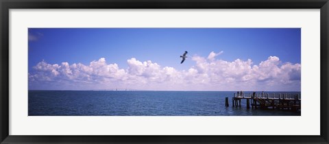 Framed Pier over the sea, Fort De Soto Park, Tampa Bay, Gulf of Mexico, St. Petersburg, Pinellas County, Florida, USA Print