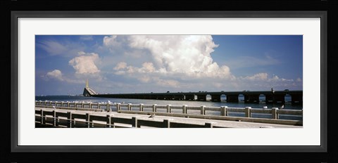 Framed Bridge across a bay, Sunshine Skyway Bridge, Tampa Bay, Gulf of Mexico, Florida, USA Print